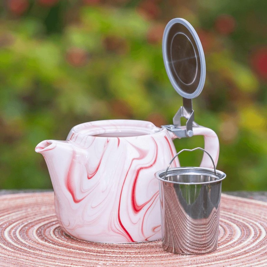 Teaware Portal Tea | Marble Porcelain 22Oz Teapot - Red