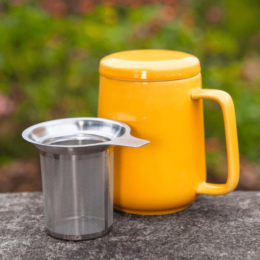 Teaware Portal Tea | Peak Ceramic Mug With Infuser - 19.5Oz - Yellow