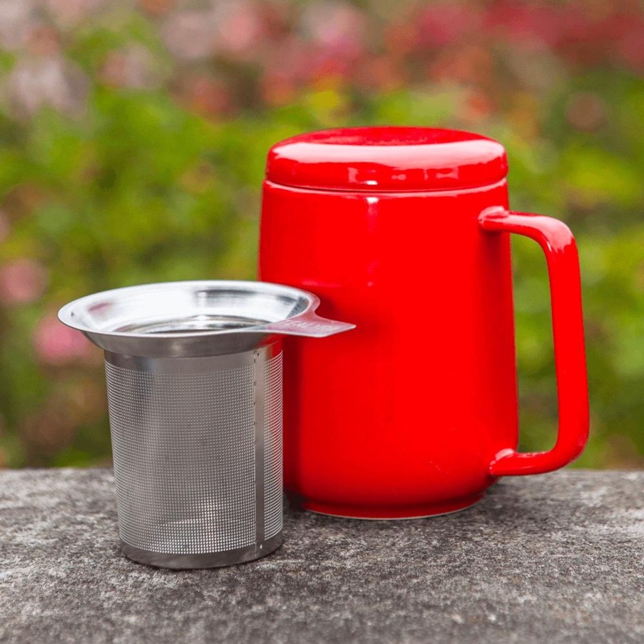 Teaware Portal Tea | Peak Ceramic Mug With Infuser - 19.5Oz - Red