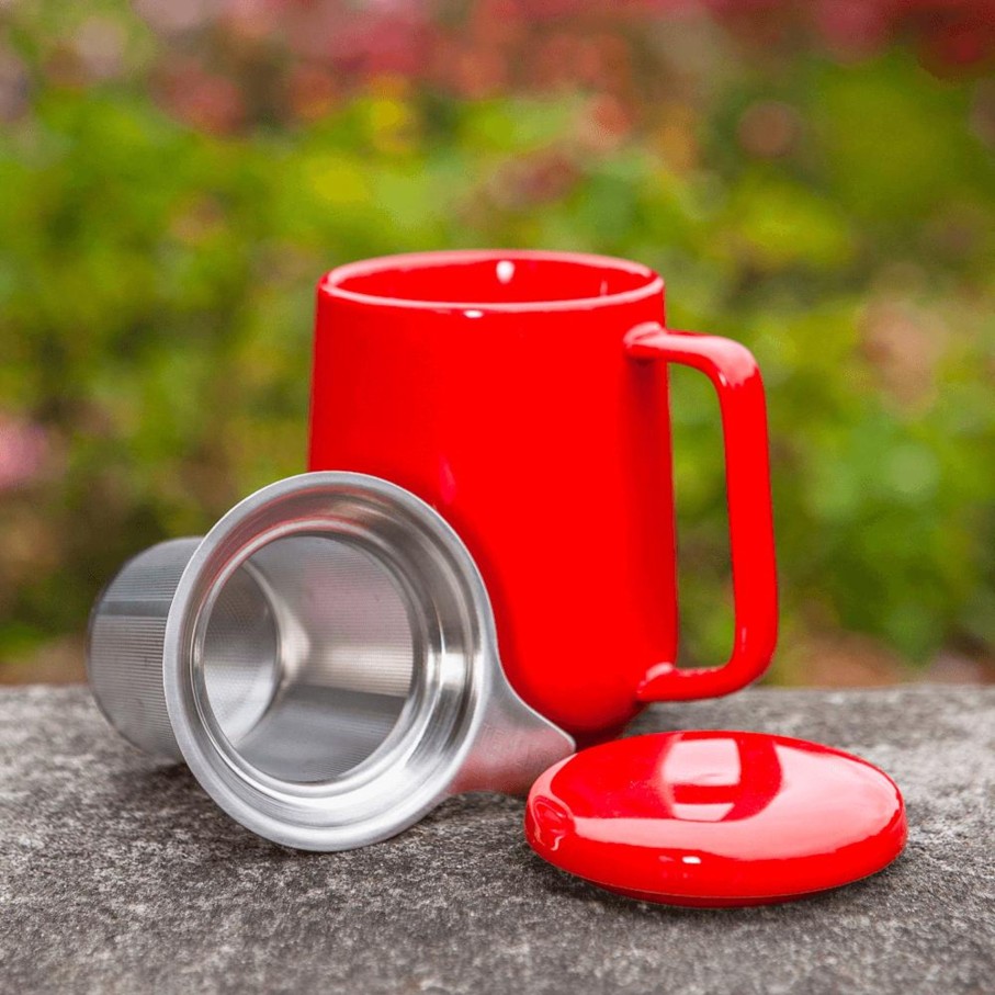 Teaware Portal Tea | Peak Ceramic Mug With Infuser - 19.5Oz - Red