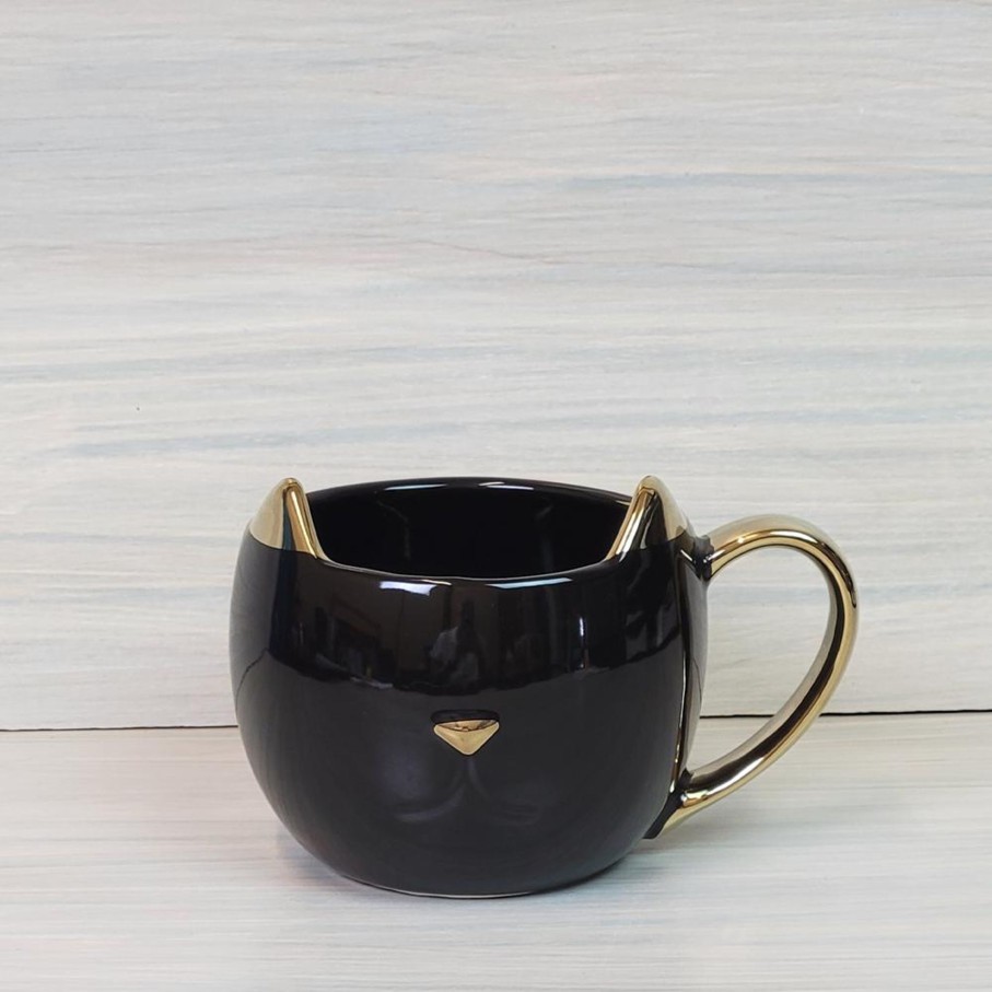 Teaware Portal Tea | Black Cat With Gold Ears Mug