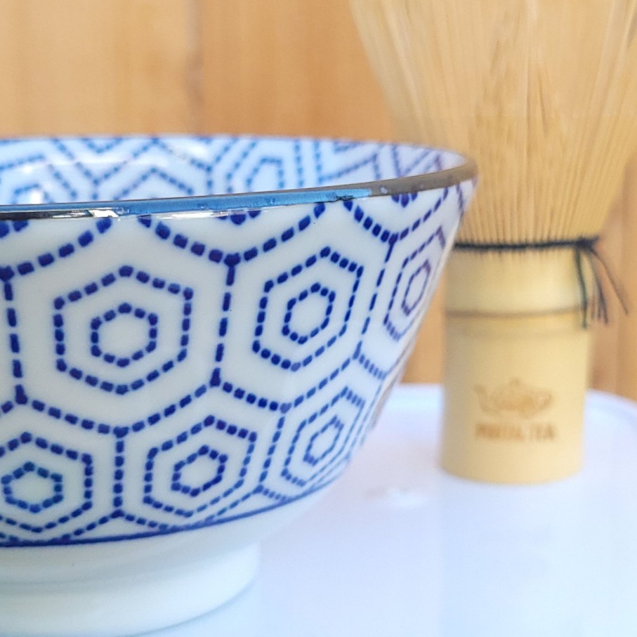 Teaware Portal Tea | Blue Hexagons Chawan Bowl & Matcha Gift Set